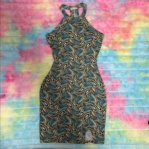 Paisley Print Halter Bodycon Dress